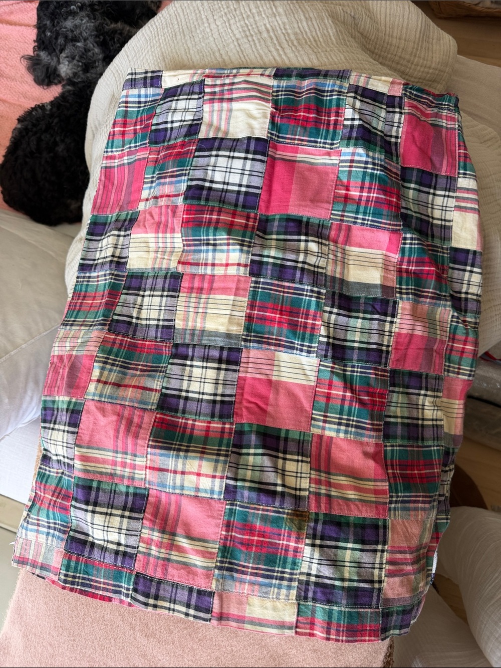 Cape madras multi color plaid madras Patchwork Cotton Skirt 10